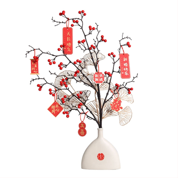 Qiyang Umelé kvety — Granátové jablko, Bohatá ovocná odroda, Materiál 1390, určené na obývaciu izbu a svadobnú výzdobu