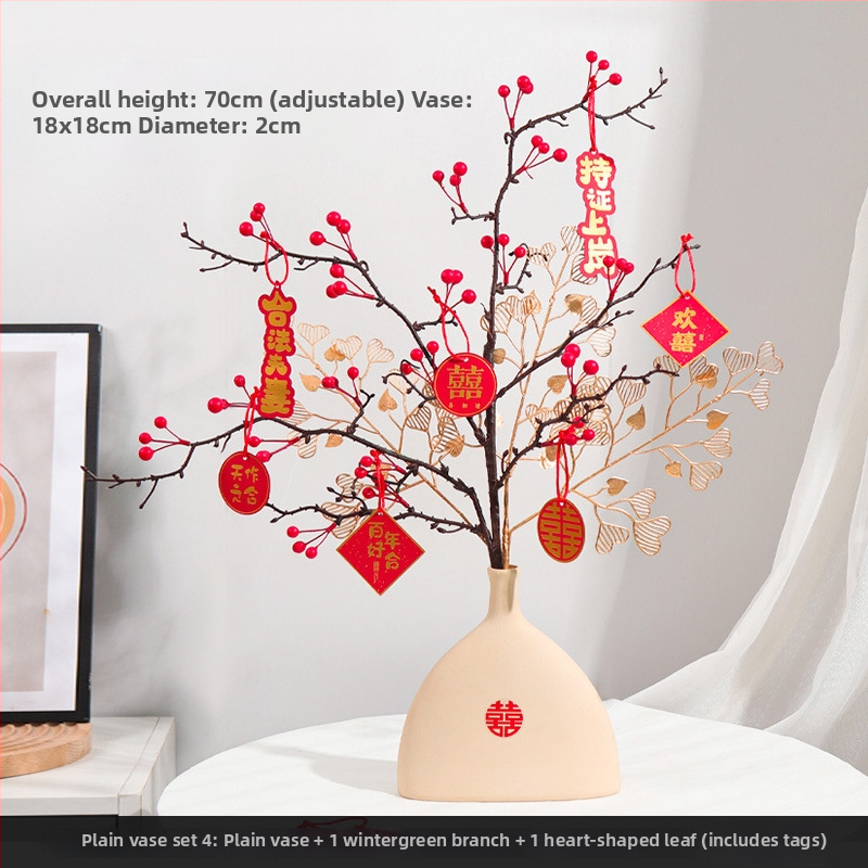 Qiyang Umelé kvety — Granátové jablko, Bohatá ovocná odroda, Materiál 1390, určené na obývaciu izbu a svadobnú výzdobu