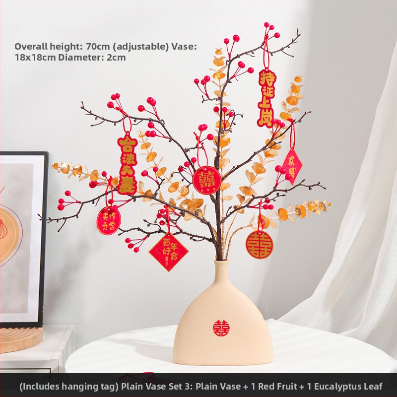 Qiyang Umelé kvety — Granátové jablko, Bohatá ovocná odroda, Materiál 1390, určené na obývaciu izbu a svadobnú výzdobu