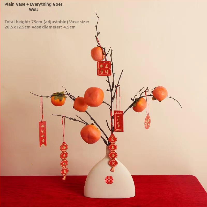 Qiyang Umelé kvety — Granátové jablko, Bohatá ovocná odroda, Materiál 1390, určené na obývaciu izbu a svadobnú výzdobu