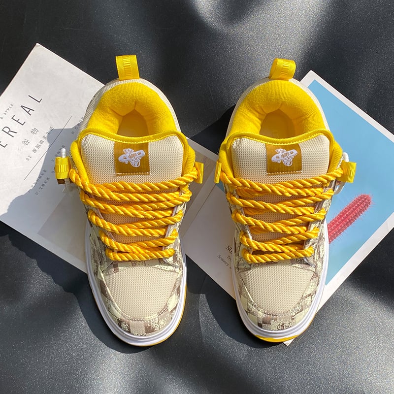 Unisex Casual nízke tenisky, vrchný materiál z syntetickej kože, gumová podrážka, šnúrky vpredu, vzor color-blocking