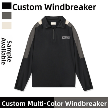 Vetrovka s dizajnom color-block a polovičným zipsom, stojací golier, voľný strih