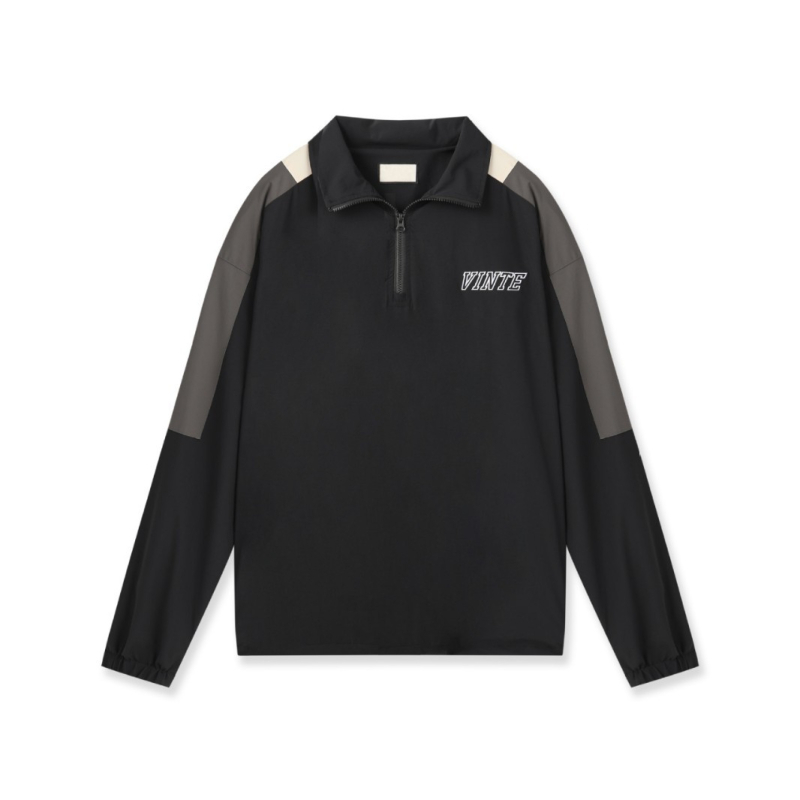 Vetrovka s dizajnom color-block a polovičným zipsom, stojací golier, voľný strih