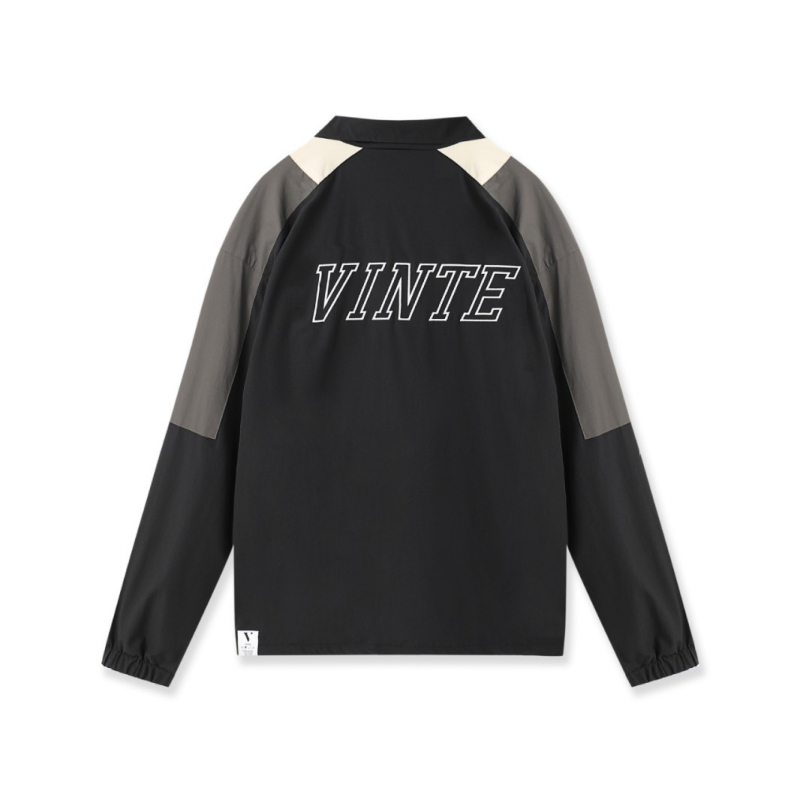 Vetrovka s dizajnom color-block a polovičným zipsom, stojací golier, voľný strih