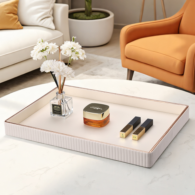 Tavă de depozitare din piele, cu model marmorat, formă pătrată, stil lux ușor, posibilitatea personalizării