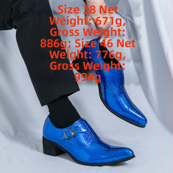 Pánske loafer s ostrým nosom, lakovaná koža, 6–8 cm hrubý podpätok, gumová podrážka, zapínanie s prackou