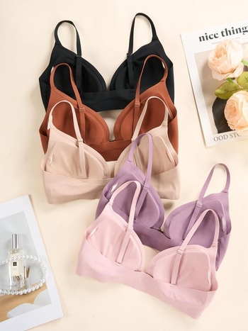 Ženská bavlnená podprsenka, sada 5 kusov, nastaviteľné ramienka, šité košíčky, mäkký oceľový krúžok, tradičný casual štýl, pre vek 9–13 rokov