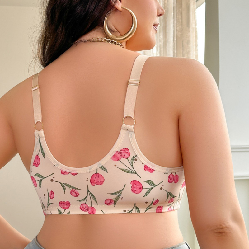 Podprsenka v lesnom štýle, predné zapínanie gombíkom, U-Chrbát, 3/4 košík, tenké tvarované košíky, pevné dvojité ramienka