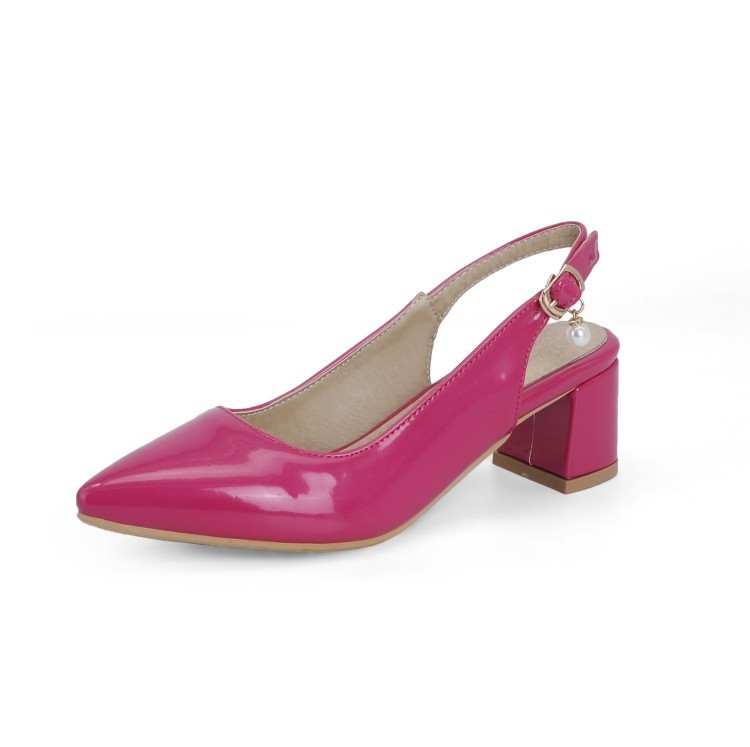 Γυναικείες σανδάλια με μυτερό μπροστινό μέρος, απλό στυλ, μεσαίου ύψους τακούνι 3–6 cm, PU επάνω μέρος, σόλα από καουτσούκ, εσωτερικό Super fiber