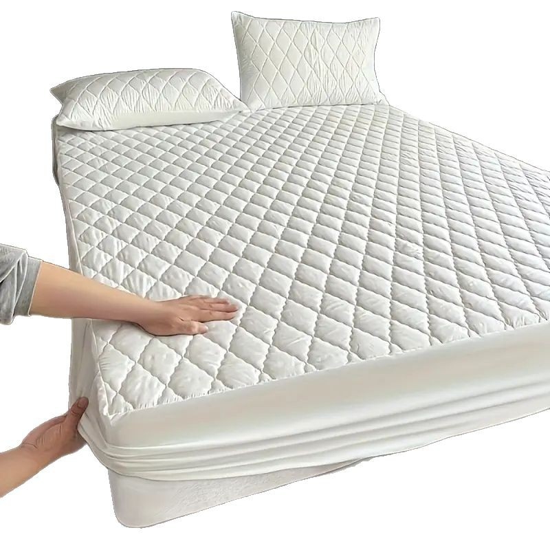 Pružná plachta na matrac s elastickým okrajom, chemické vlákna, brúsená tkanina, reaktívne tlačenie a farbenie, jednofarebný vzor, hmotnosť 800–1000 g