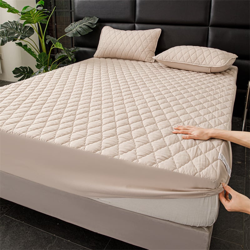 Pružná plachta na matrac s elastickým okrajom, chemické vlákna, brúsená tkanina, reaktívne tlačenie a farbenie, jednofarebný vzor, hmotnosť 800–1000 g