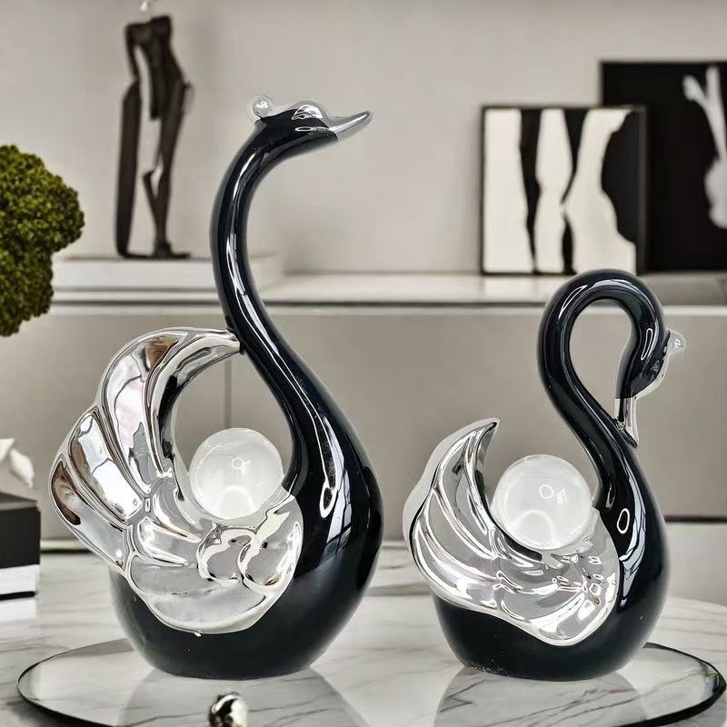 Socha labute z živice, ľahký luxus štýl, vyrezávané spracovanie, vlastná úprava, ID 6ijaW3hY