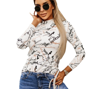 Majica s dugim rukavima od poliestera, uzorak zebre, slim fit, standardna duljina