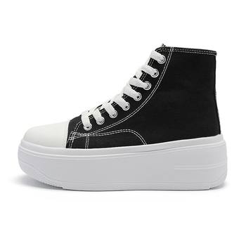 Női vászon magas szárú sneaker vastag talppal, mindennapi viselet, EU 41–42