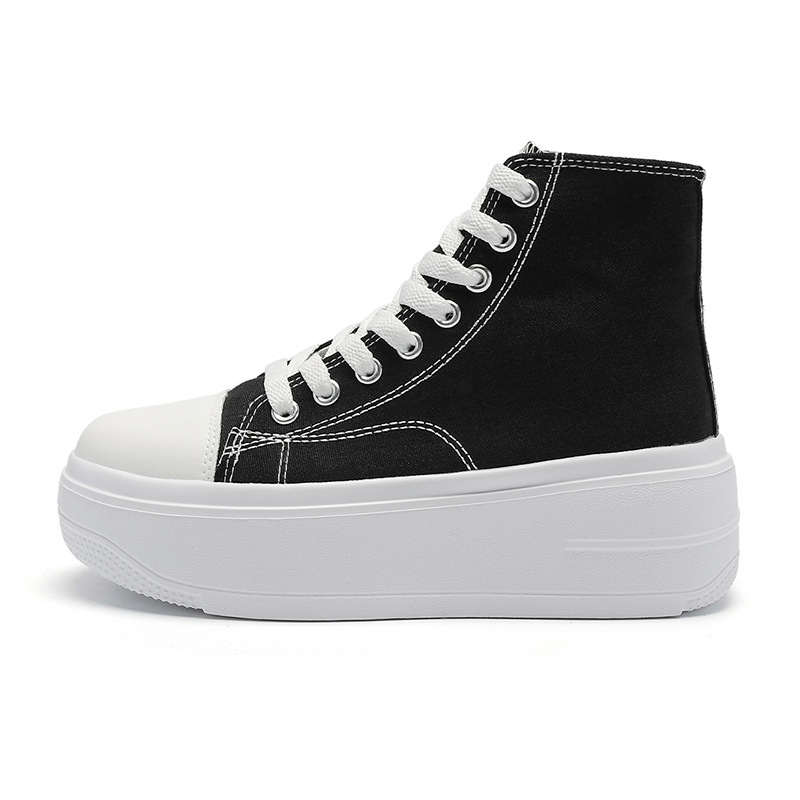 Női vászon magas szárú sneaker vastag talppal, mindennapi viselet, EU 41–42
