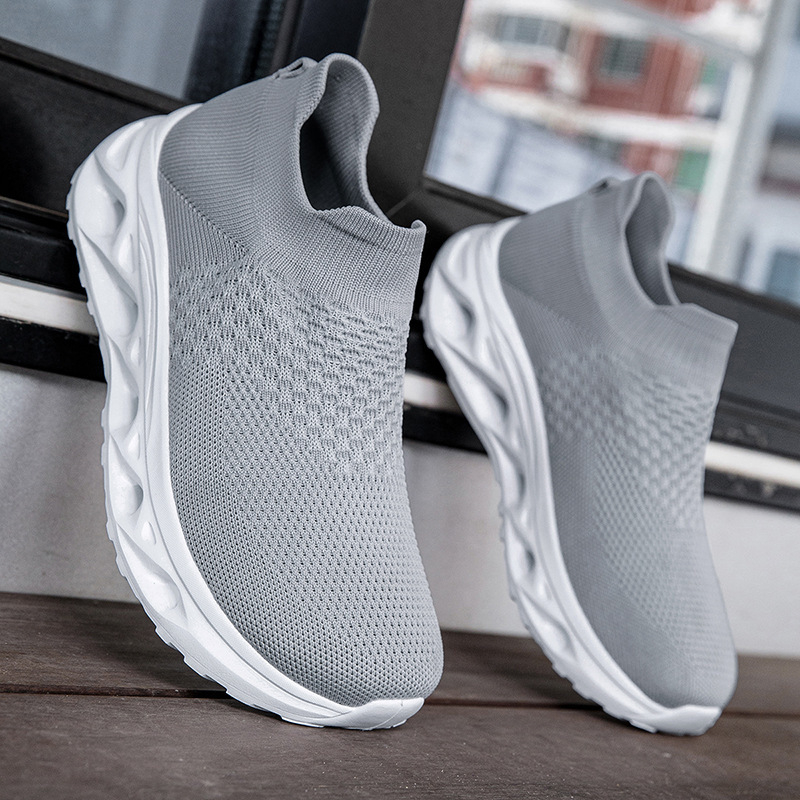 Pantofi slip-on Flyknit unisex, patru sezoane, exterior plasă, talpă EVA