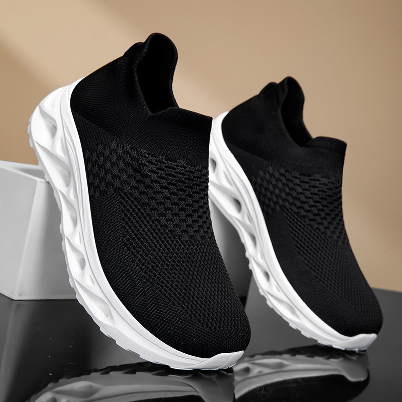 Pantofi slip-on Flyknit unisex, patru sezoane, exterior plasă, talpă EVA