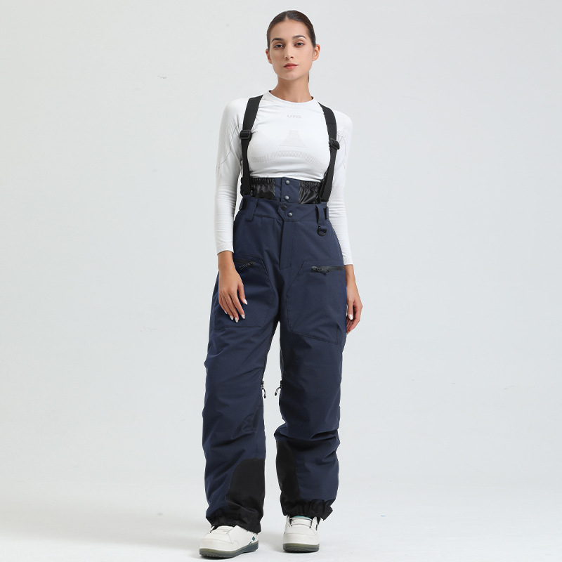 Ски панталони унисекс с презрамки - удебелена изолация, ветроустойчиви и водоустойчиви 15000 мм, подплата: полиестер, материя: полиестер, стил 2598