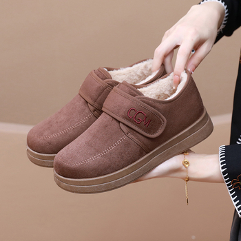 Naiste talve plush-kingad Velcro sulgemise, Birkenstock-stiilis disain, madal varvas, flaneli ülaosa, sisetald kunstliku karusnahaga, vahtkummist talla