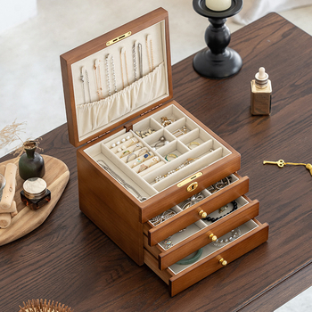 Tömörfa ékszerdoboz, retro stílus, modell HZ25669, testreszabható.