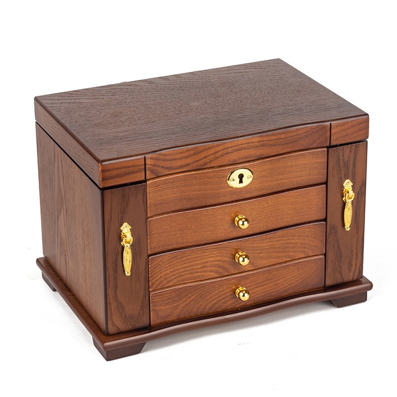 Tömörfa ékszerdoboz, retro stílus, modell HZ25669, testreszabható.