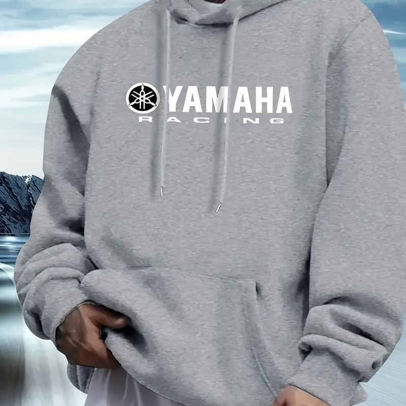 Muški fleece dukserica s kapuljom, print utrke, 96% poliester