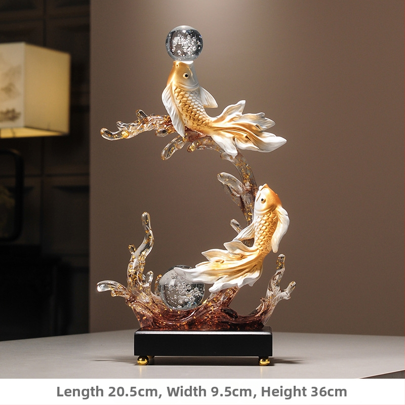 Figúrka koi z živice pre vstupnú halu a skriňu na víno, štýl Nový čínsky štýl, domáca dekorácia, vhodný obchodný dar