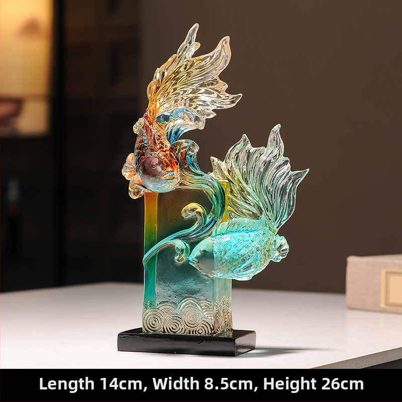 Figúrka koi z živice pre vstupnú halu a skriňu na víno, štýl Nový čínsky štýl, domáca dekorácia, vhodný obchodný dar