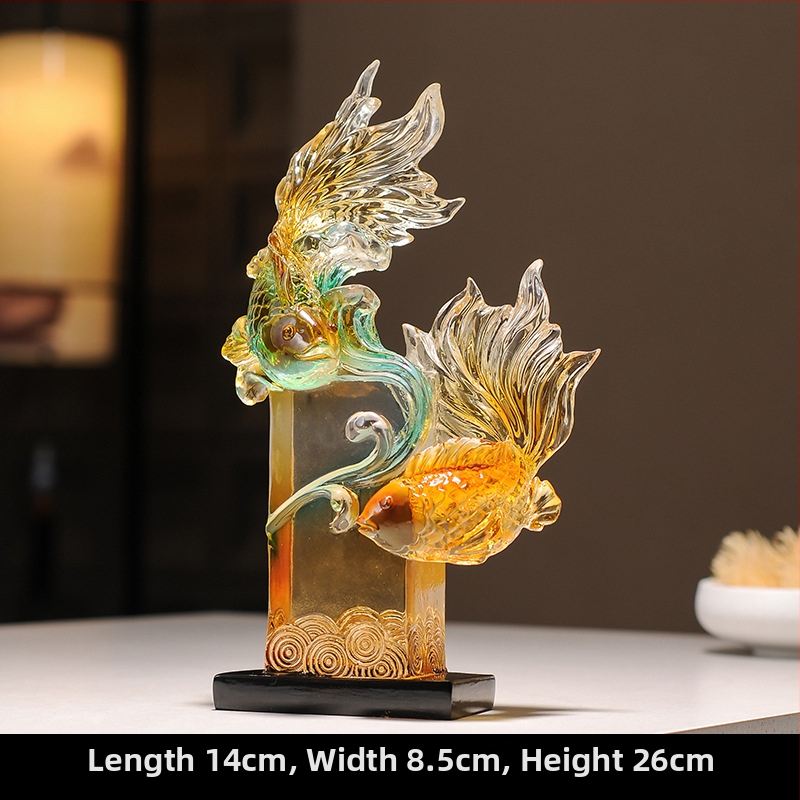Figúrka koi z živice pre vstupnú halu a skriňu na víno, štýl Nový čínsky štýl, domáca dekorácia, vhodný obchodný dar