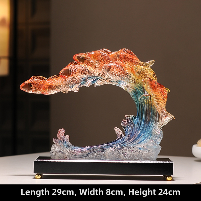 Figúrka koi z živice pre vstupnú halu a skriňu na víno, štýl Nový čínsky štýl, domáca dekorácia, vhodný obchodný dar