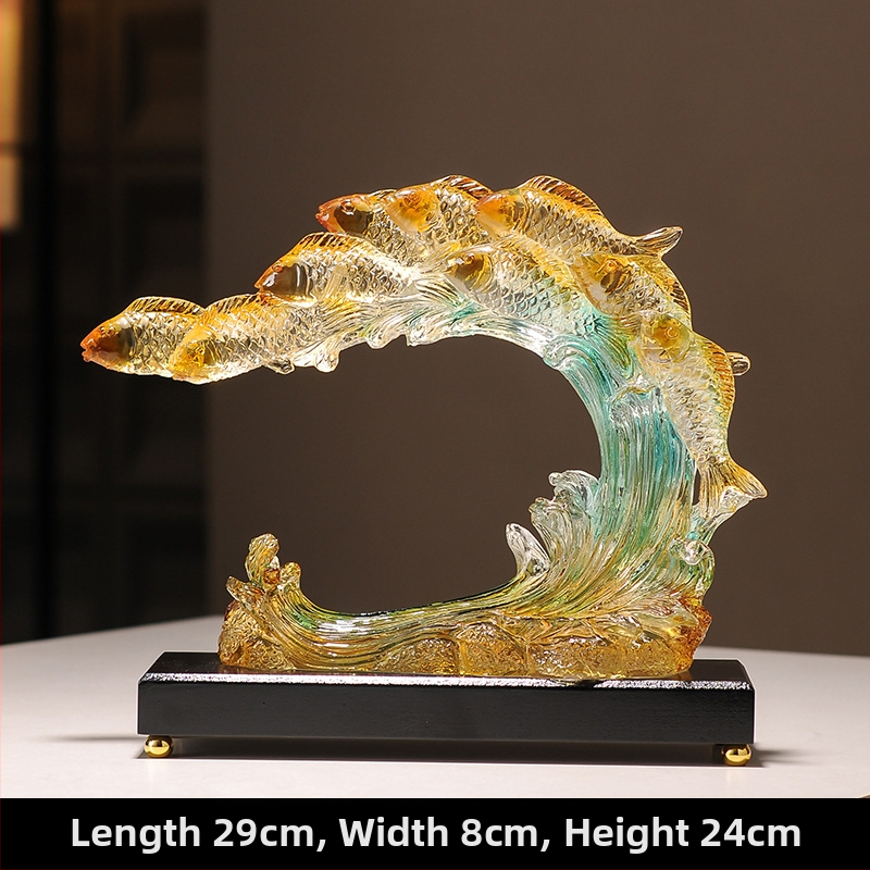 Figúrka koi z živice pre vstupnú halu a skriňu na víno, štýl Nový čínsky štýl, domáca dekorácia, vhodný obchodný dar