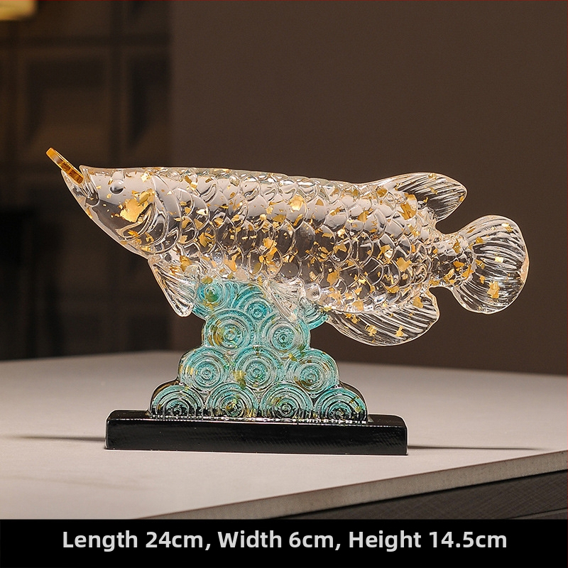 Figúrka koi z živice pre vstupnú halu a skriňu na víno, štýl Nový čínsky štýl, domáca dekorácia, vhodný obchodný dar