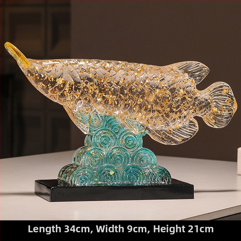 Figúrka koi z živice pre vstupnú halu a skriňu na víno, štýl Nový čínsky štýl, domáca dekorácia, vhodný obchodný dar