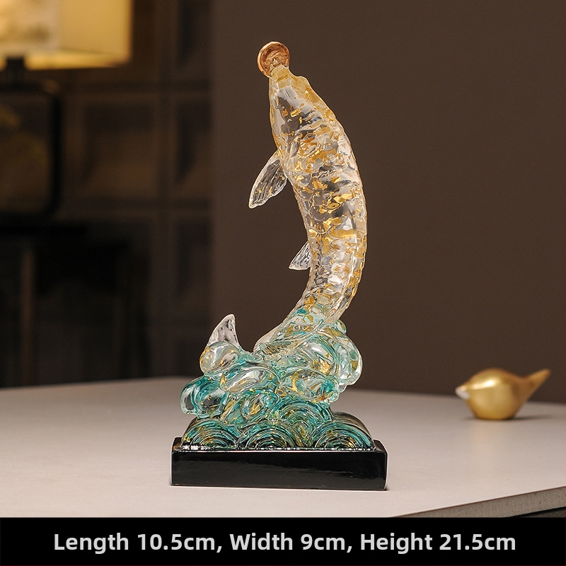 Figúrka koi z živice pre vstupnú halu a skriňu na víno, štýl Nový čínsky štýl, domáca dekorácia, vhodný obchodný dar