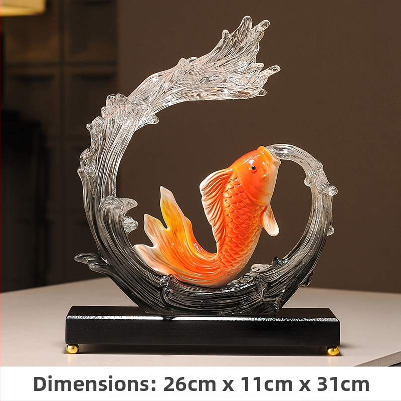 Figúrka koi z živice pre vstupnú halu a skriňu na víno, štýl Nový čínsky štýl, domáca dekorácia, vhodný obchodný dar