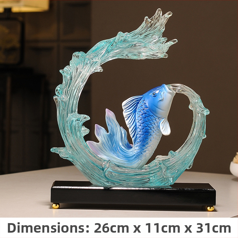 Figúrka koi z živice pre vstupnú halu a skriňu na víno, štýl Nový čínsky štýl, domáca dekorácia, vhodný obchodný dar