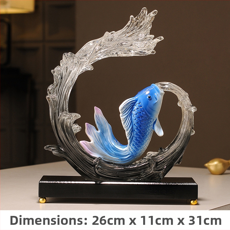 Figúrka koi z živice pre vstupnú halu a skriňu na víno, štýl Nový čínsky štýl, domáca dekorácia, vhodný obchodný dar