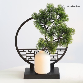 Rozdeľovač stola v čínskom štýle s bambusovými listami a motívmi Zen kvetov, polobloková obrazovka (Nie je dovezený; Nie je dar; Bez IP povolenia)