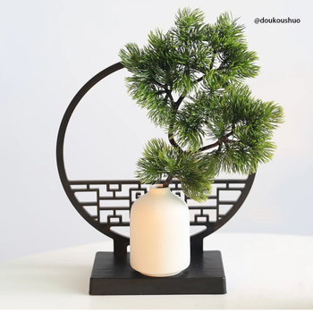 Rozdeľovač stola v čínskom štýle s bambusovými listami a motívmi Zen kvetov, polobloková obrazovka (Nie je dovezený; Nie je dar; Bez IP povolenia)