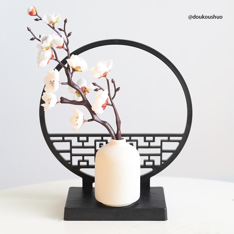 Rozdeľovač stola v čínskom štýle s bambusovými listami a motívmi Zen kvetov, polobloková obrazovka (Nie je dovezený; Nie je dar; Bez IP povolenia)