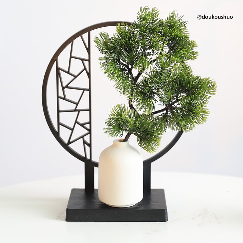 Rozdeľovač stola v čínskom štýle s bambusovými listami a motívmi Zen kvetov, polobloková obrazovka (Nie je dovezený; Nie je dar; Bez IP povolenia)