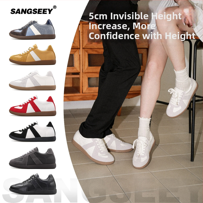 Unisex tenisky Sangseey z pravej kože, nízky profil, gumová podrážka, šnúrky