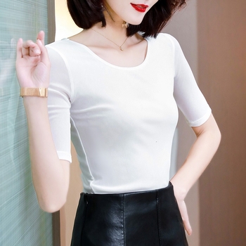 Ženska majica s dugim rukavima i okruglim izrezom, uskog kroja, mrežasta tkanina od najlona i spandeksa