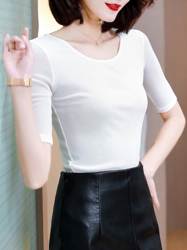 Ženska majica s dugim rukavima i okruglim izrezom, uskog kroja, mrežasta tkanina od najlona i spandeksa