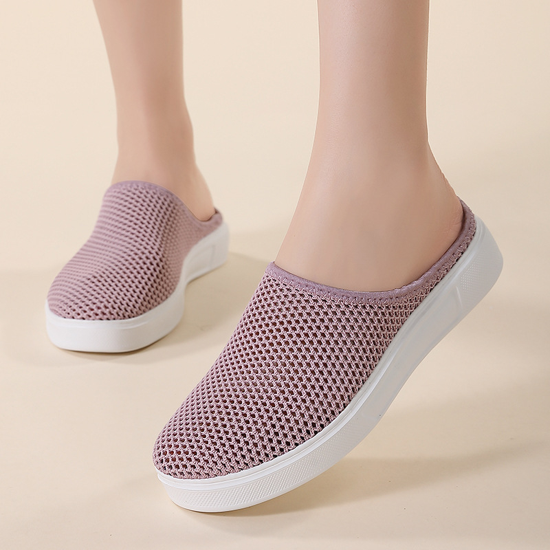 Női szabadidős hálós cipő Flyknit felsővel, kerek orr, alacsony felső rész, MD talp