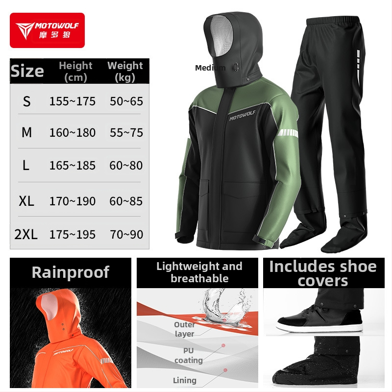Dvojdielny plášť na motorku pre mužov, nepremokavý, na jarnú jazdu