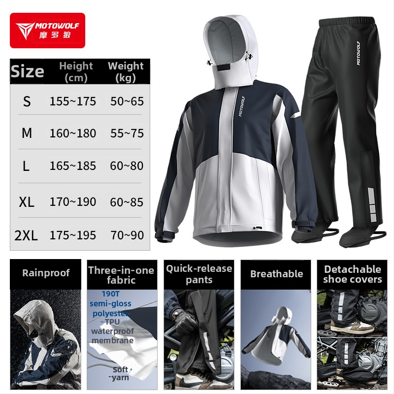 Dvojdielny plášť na motorku pre mužov, nepremokavý, na jarnú jazdu