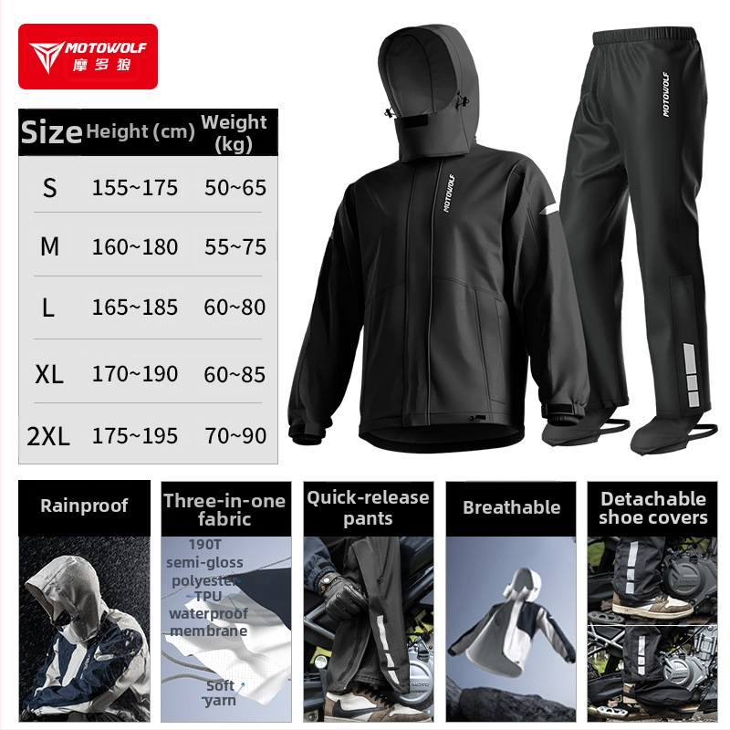 Dvojdielny plášť na motorku pre mužov, nepremokavý, na jarnú jazdu