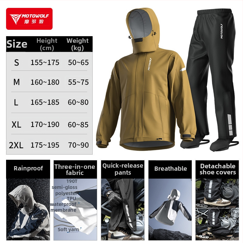 Dvojdielny plášť na motorku pre mužov, nepremokavý, na jarnú jazdu