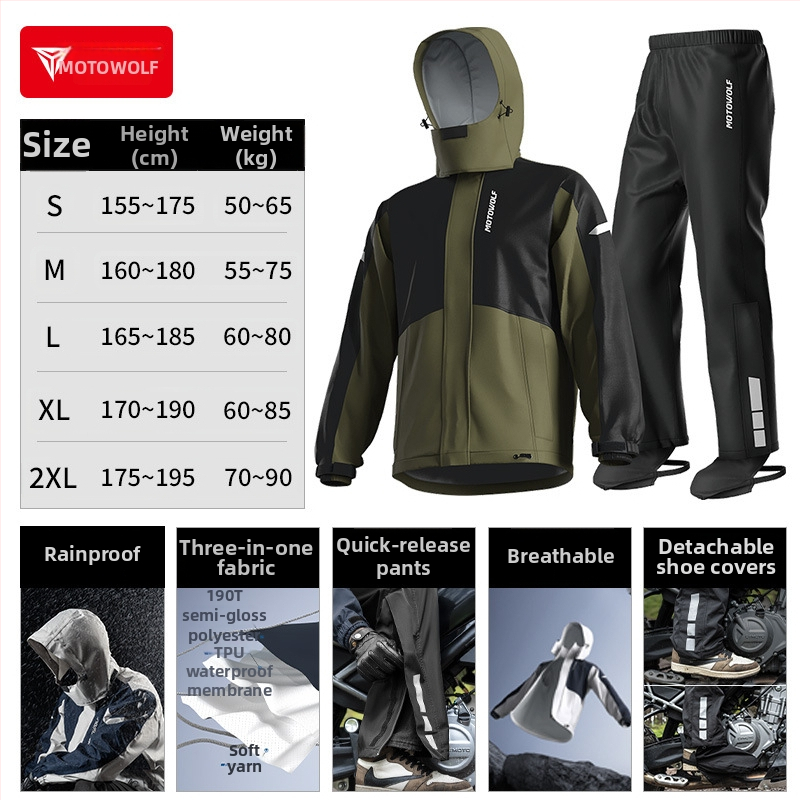 Dvojdielny plášť na motorku pre mužov, nepremokavý, na jarnú jazdu